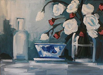 White roses by  Unknown